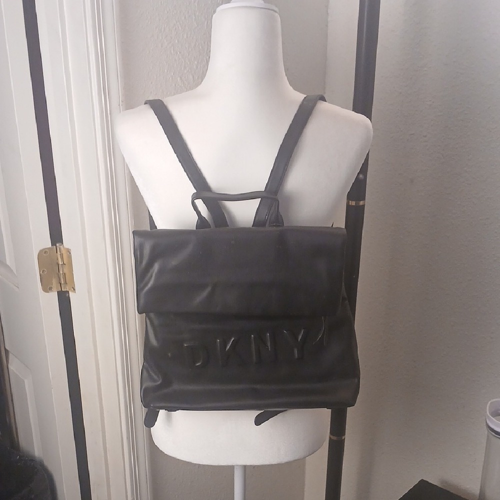 DKNY Charcoal Leather Backpack 11x11